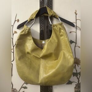 Pulicati Yellow Leather Hobo Bag